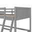 Lit mezzanine simple en bois massif avec échelle (gris)-130120373