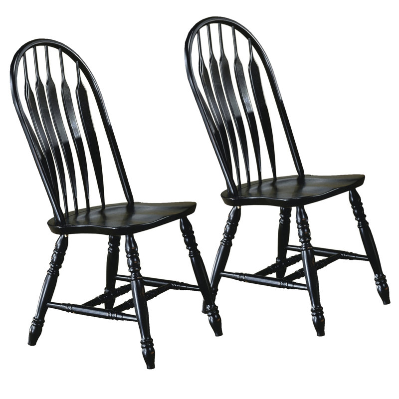 Azizi 17'' H Solid Wood Side Chair, Antique Black