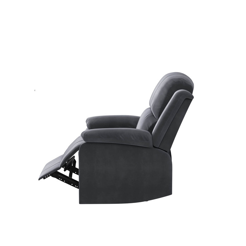 Roumena 34.75" Wide Microfiber Manual Lever Recliner, Pillow Arm