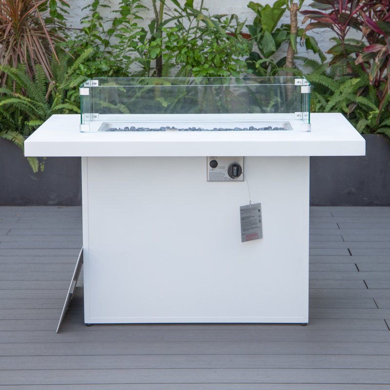 Table de foyer d'extérieur au propane Chelsea, Blanc