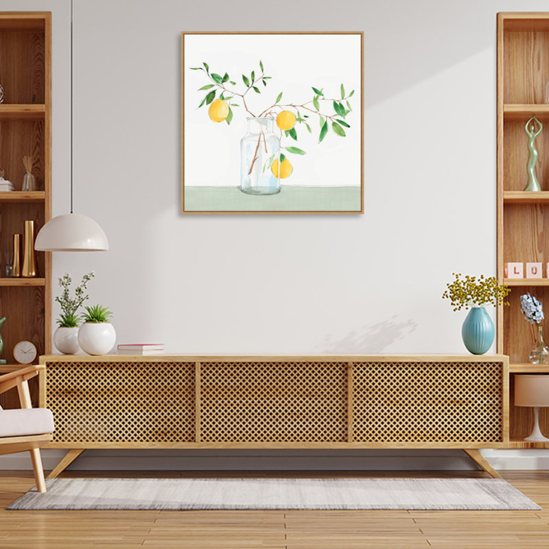 Sweet Lemonade Abstract Canvas Wall Art with Float Frame