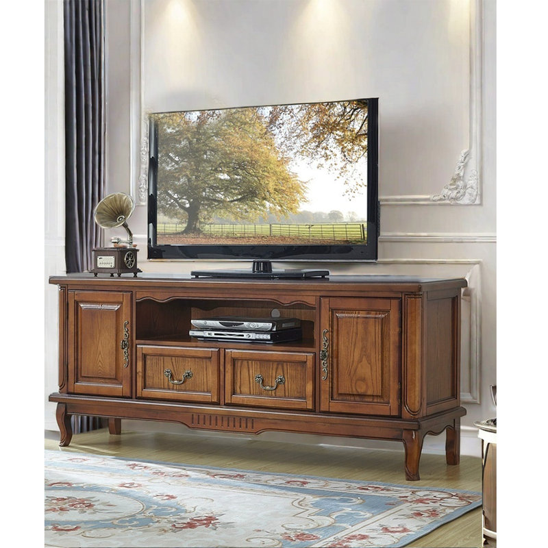 Meuble télé américain en bois massif, Brun