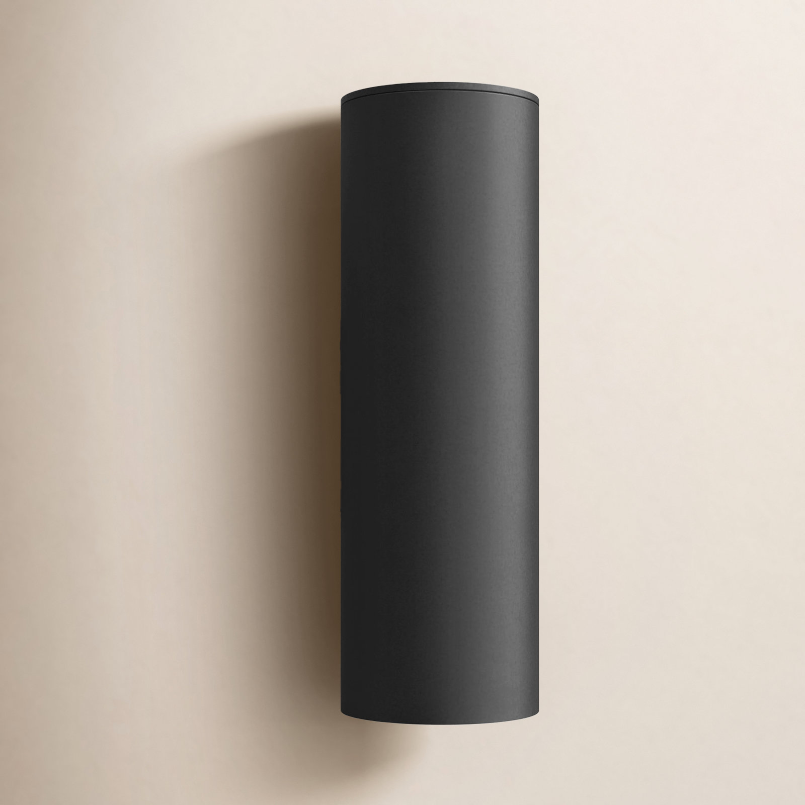 Covey Cylinder Outdoor LED Wall Light, Black, 15" H x 5" W x 6.25" D