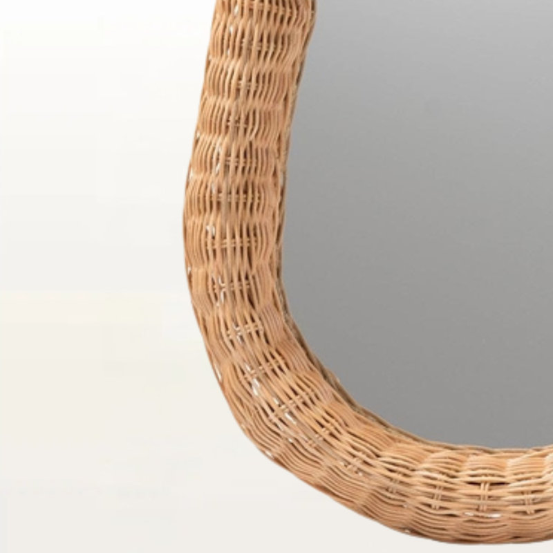 Abner Handwoven Wicker Irregular Shape Rattan Wall Mirror