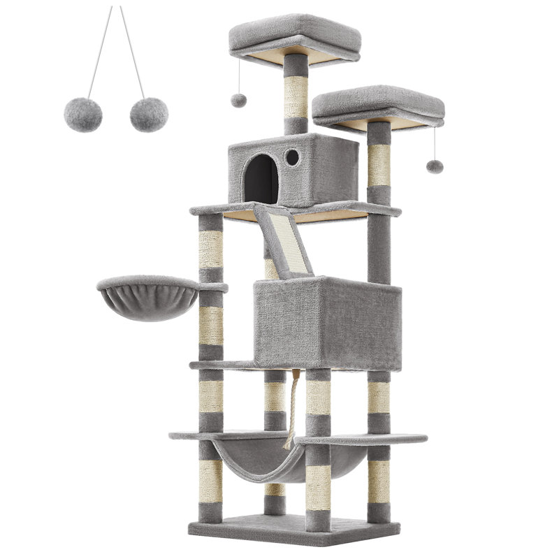 168cm H Cat Tree, Light Grey