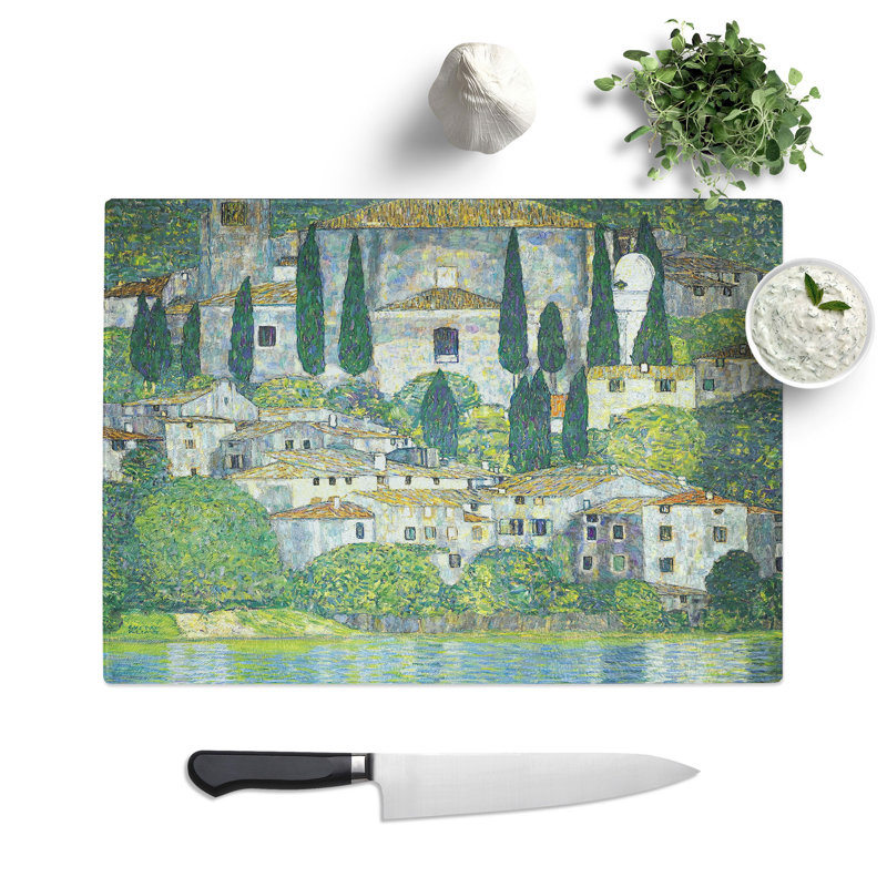 Church in Cassone by Gustav Klimt Chopping Board, 0.4cm H x 20cm W x 28.5cm L