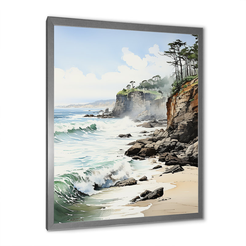 Beach Cliffhanger - noir II - imprimé, H 32 po x l 16 po x P 1 po, Cadre photo argenté