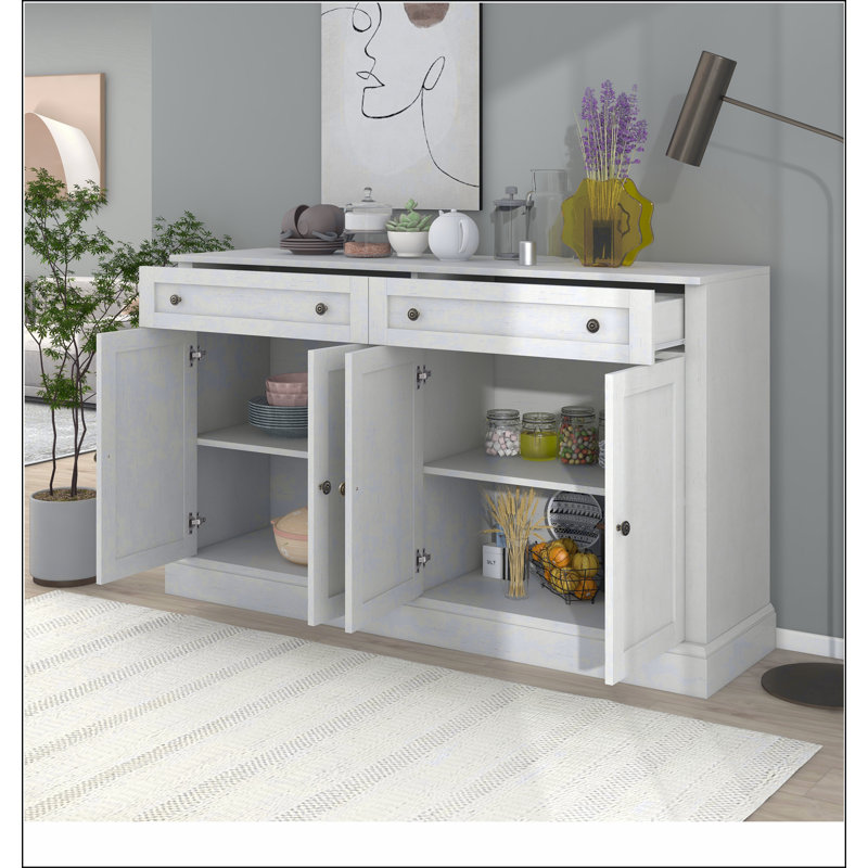 Kitchen Sideboard Storage Buffet Cabinet with 2 Drawers & 4 Doors Adjustable Shelves for Dining Room