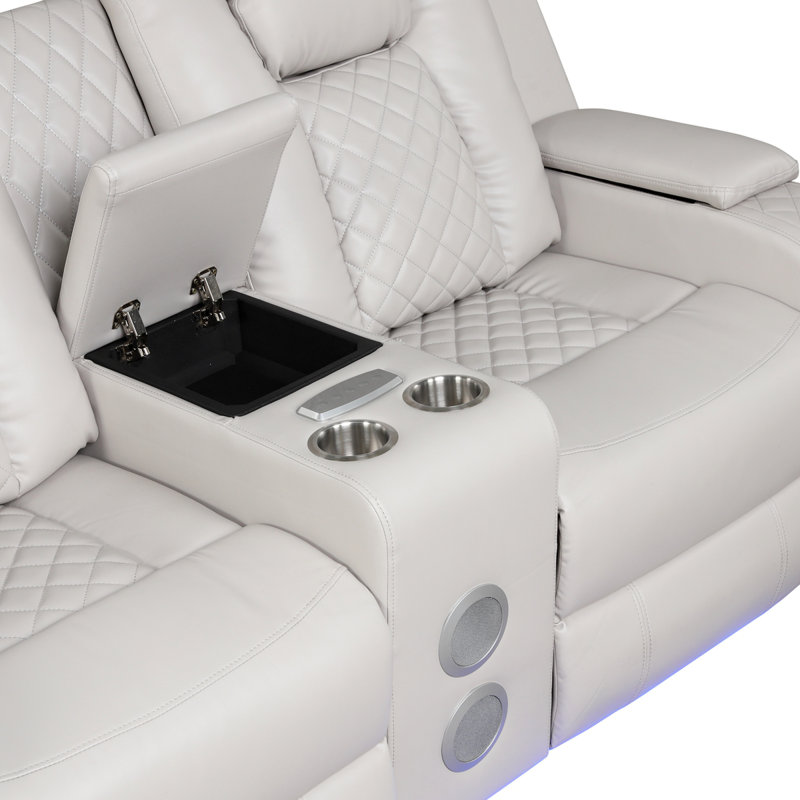 Causeuse inclinable électrique en similicuir Benz, Beige