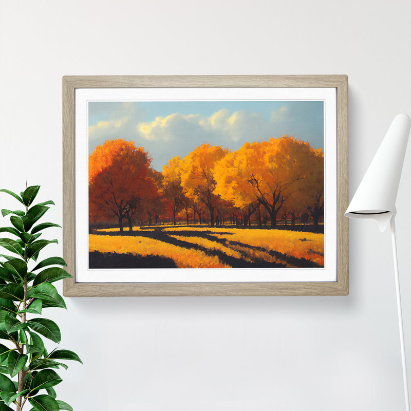 Autumn Forest Trees Vol.1 1 Piece Single Picture Frame Wall Art, 34cm H x 46cm W x 2cm D, Oak Framed