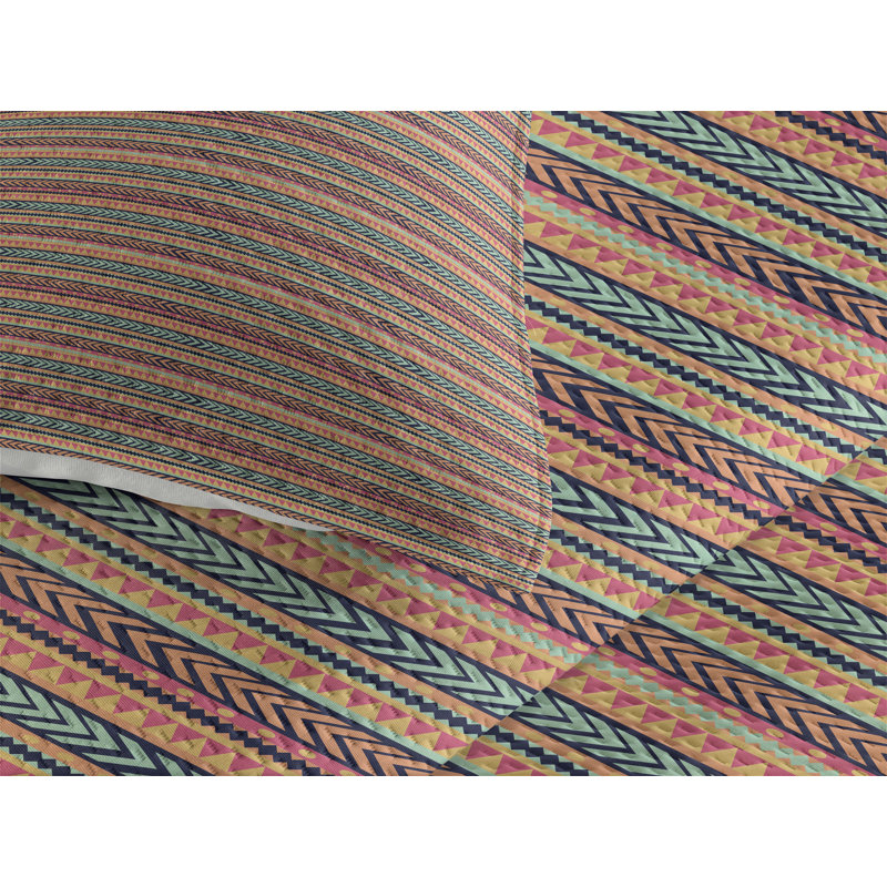 Eclectic Polyester Striped Coverlet, King Bedspread + 2 Shams