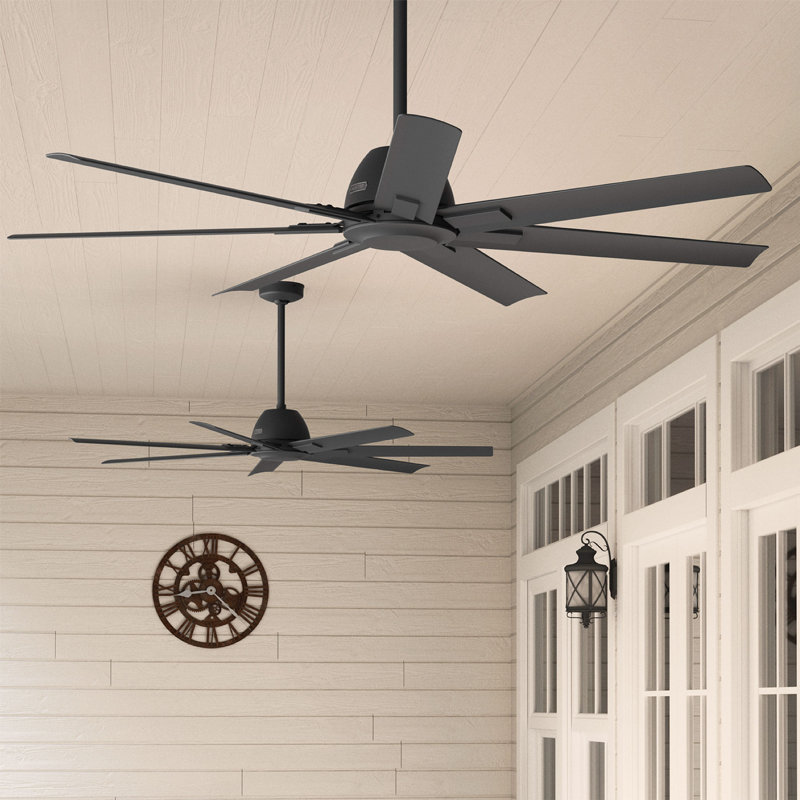 Downtown 60" 7 - Blade ENERGY STAR Outdoor / Indoor Industrial Ceiling Fan with Wall Control, Matte Black