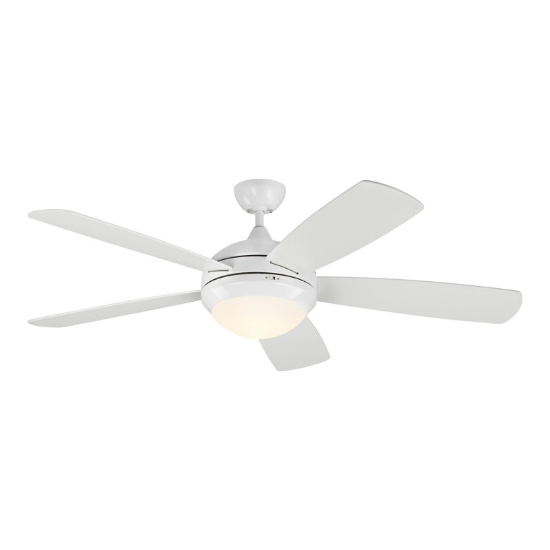 Ventilateur de plafond standard à DEL à 5 pales de 52 po avec télécommande et ensemble d'éclairage inclus, Blanc mat