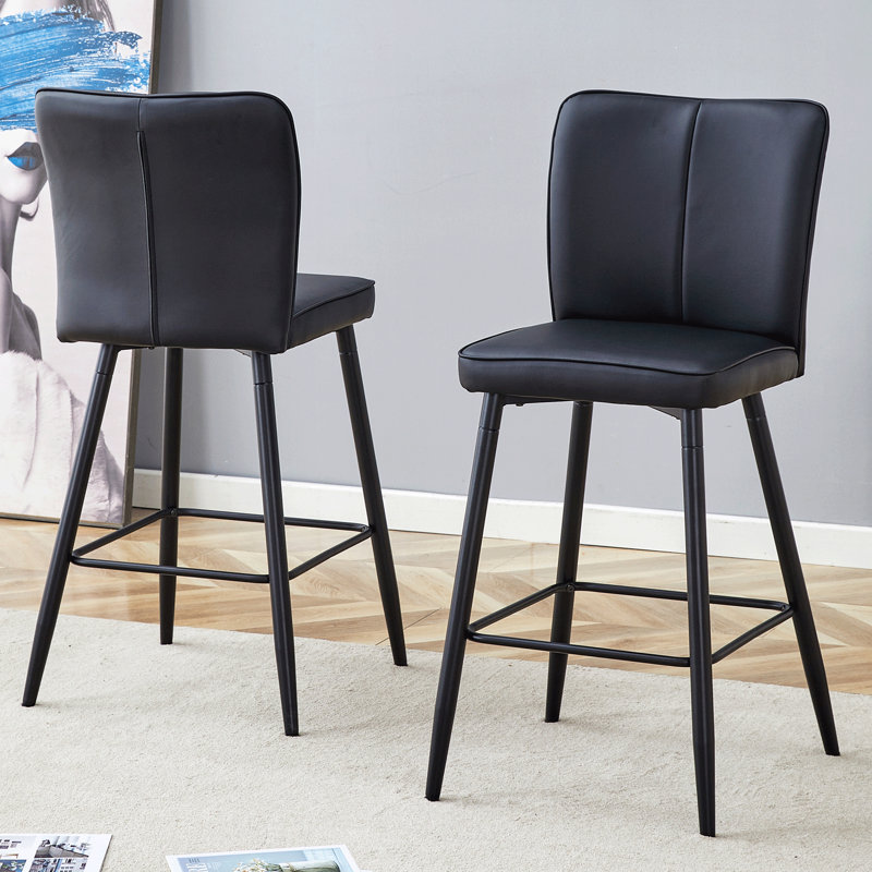 Ensemble de chaises de bar modernes en polyuréthane noir - deux pièces, Noir