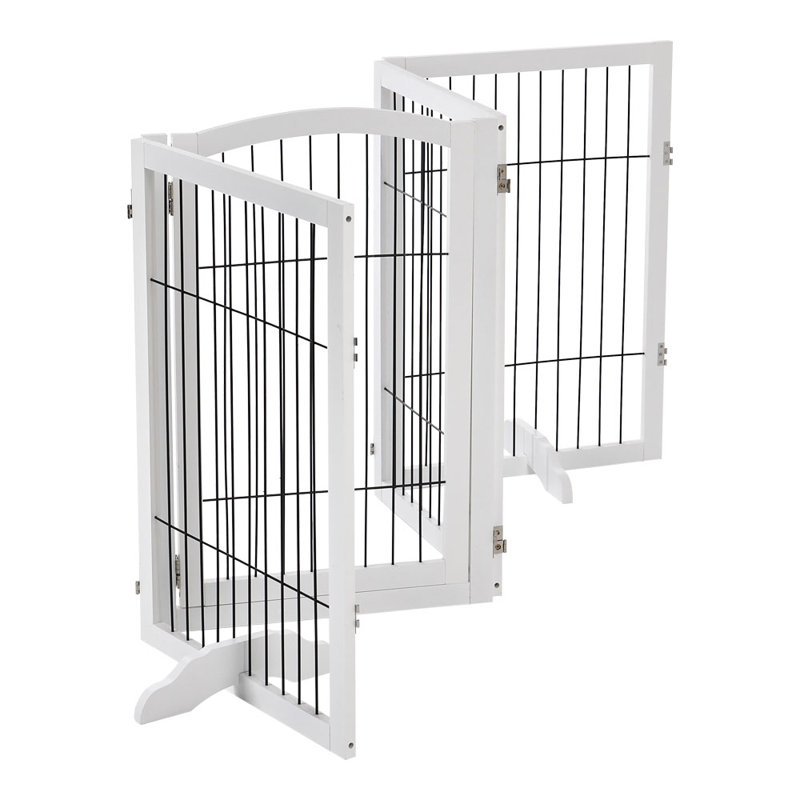Freestanding Metal Folding Pet Gate, White, 224cm