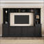 Meuble télé avec meuble télé moderne et minimaliste avec rangement pour téléviseur de 75 po ou moins | Noir | Panneau de particules-1663694489