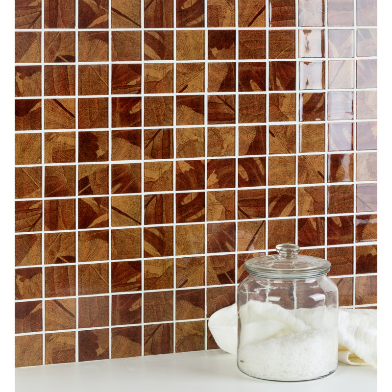Artista 2" x 2" Straight Edge Glass Mosaic Tile, Fall