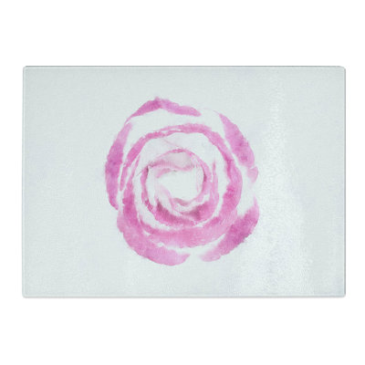 Tempered Glass Pink Lisianthus Flower Chopping Board
