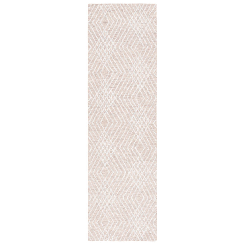 Sabrinia Abstract Hand Tufted Wool/Chenil/Cotton Abstract Rug in Beige/Ivory, Runner 2'3" x 8'