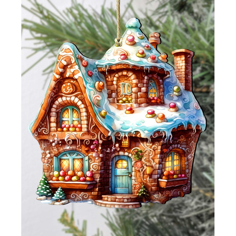 Ornement en bois «Gingerbread House» par G. Debrekht