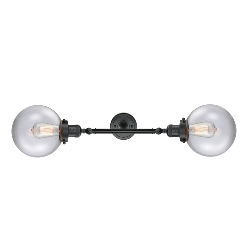 Clementina 2 - Light Dimmable Vanity Light, Clear, 60 Watt Vintage Incandescent Bulb, Matte Black