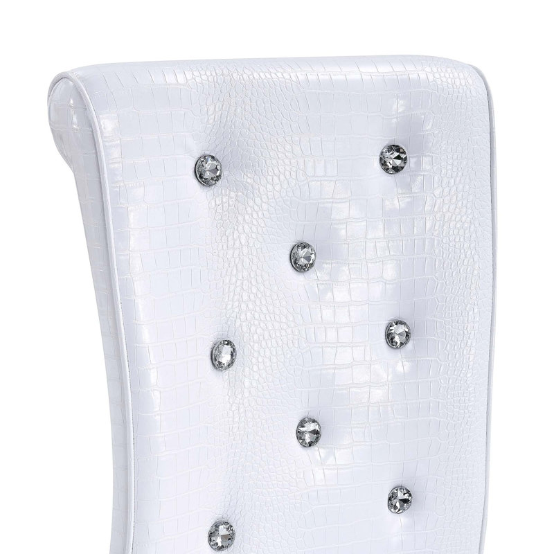 Ensemble de 4 chaises de salle à manger rétro avec revêtement en faux alligator, boucles en cristal et pieds en métal robustes pour une assise élégante.