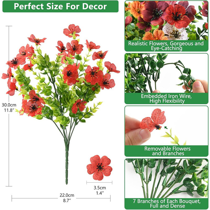 Artificial Fake Flowers Plants For Outdoors Spring Deco...