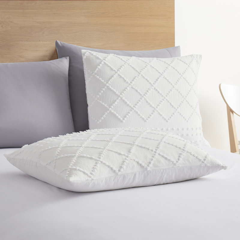 Modern Boho Duvet Cover Set, White, Twin Duvet Cover + 1 Standard Sham