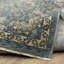 Tapis oriental bleu en polyester tissé à la machine Yeadon-103951540