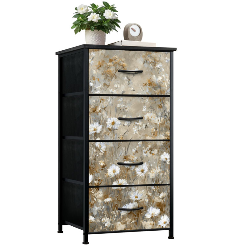 Commode pour chambre à coucher avec 4 tiroirs de rangement Neutre Wildflower Landscape Farmesthest Wildflowers