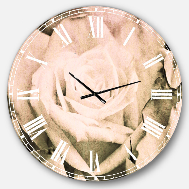 Bouquet de roses noir et blanc - Horloge murale traditionnelle, Surdimensionné