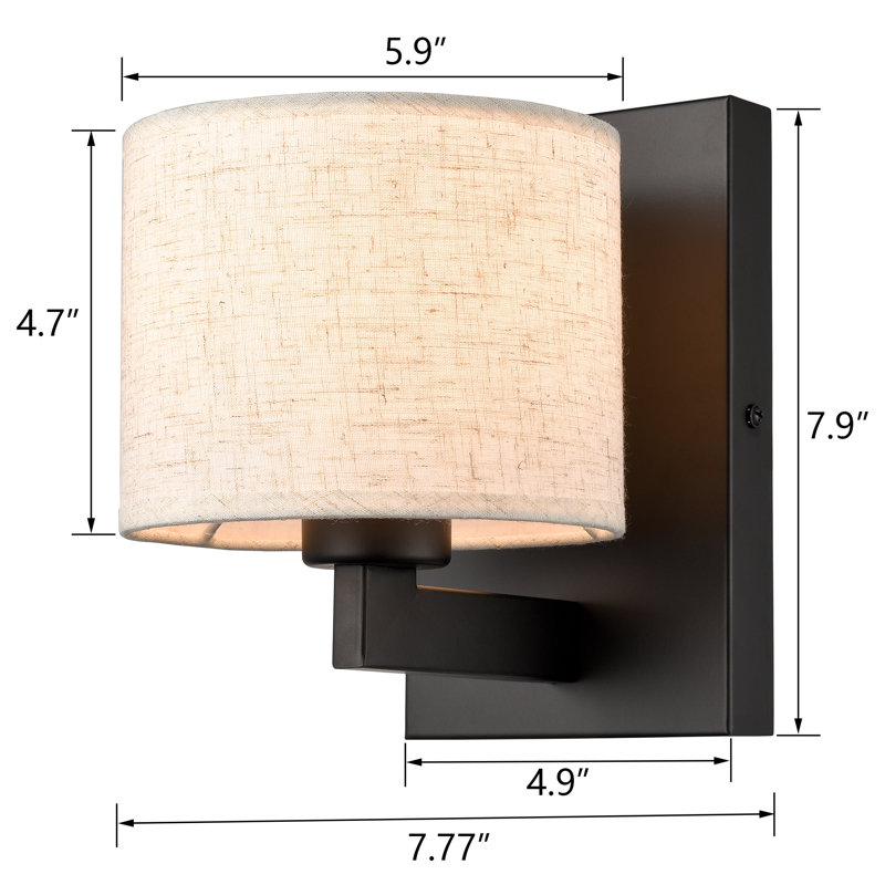 Applique murale avec abat-jour en tissu, paquet de 2, Noir, Beige