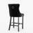 Velvet Upholstered Bar stools with Chrome Nailhead Trim and Wooden Legs (Black,Set of 2)-694469925-694469926