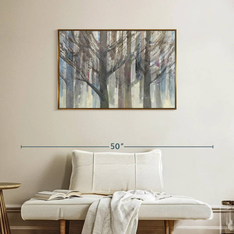 Lumière forêt, Cadre flottant doré, 37 po x 25 po