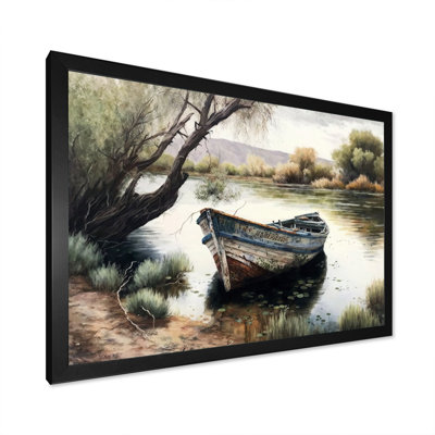Bateau de pêche dans la rivière - Bateau, art mural