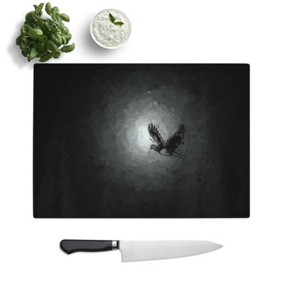 Glass Flying Dove Bird in Abstract Chopping Board
