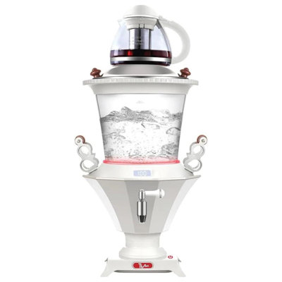 Ttak Houseware Electric Glass Samovar - Tea Maker Water Auto Shut Off Kettle Modern Design Overheat Boil-Dry Protection LED Temperature Glass Teapot