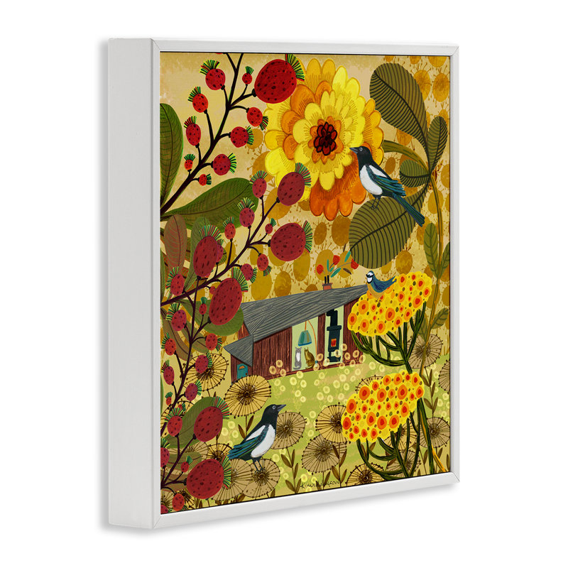 Giclée d'automne chaleureuse encadrée par Kay Widdowson, H 12 po x l 12 po, Estampe numérique encadrée blanc bord de mer