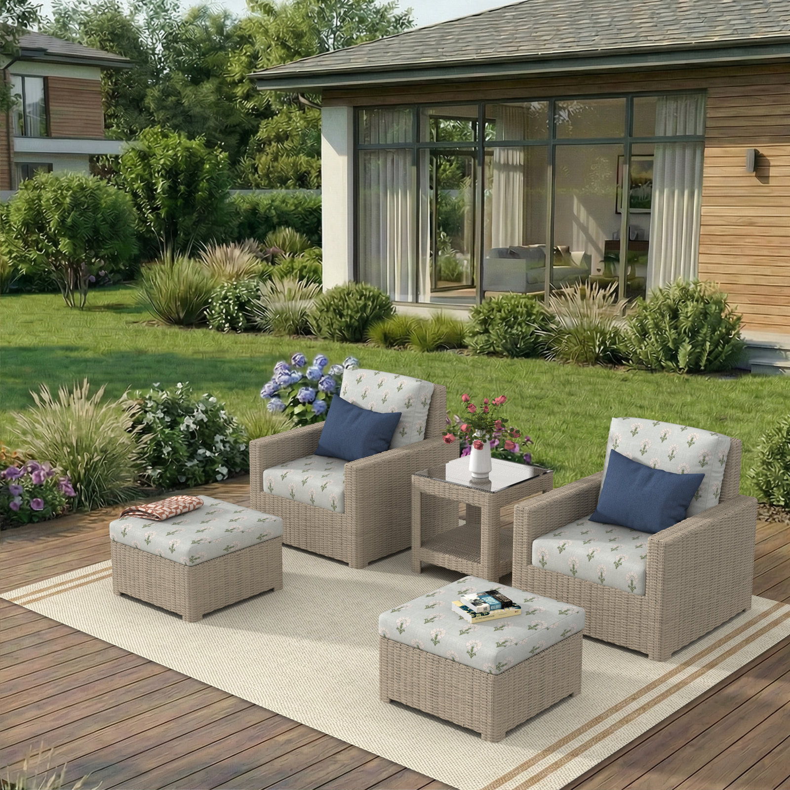 Henri 2-Person Sunbrella® Patio Seating Group, Mira Celeste