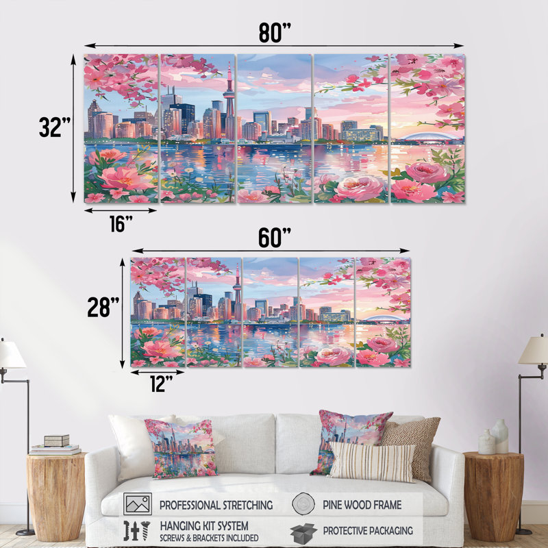 Touchet - ensemble d'art sur toile City Toronto, H 32 po x l 80 po