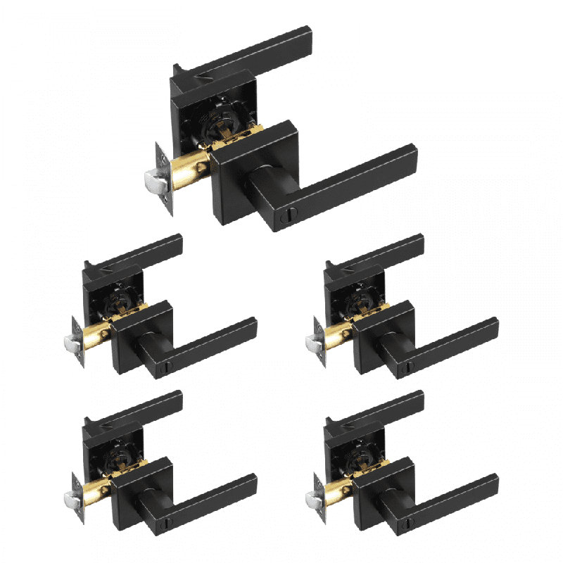 Privacy Door Handle Matte Black Square Door Lever Interior Reversible Lever
