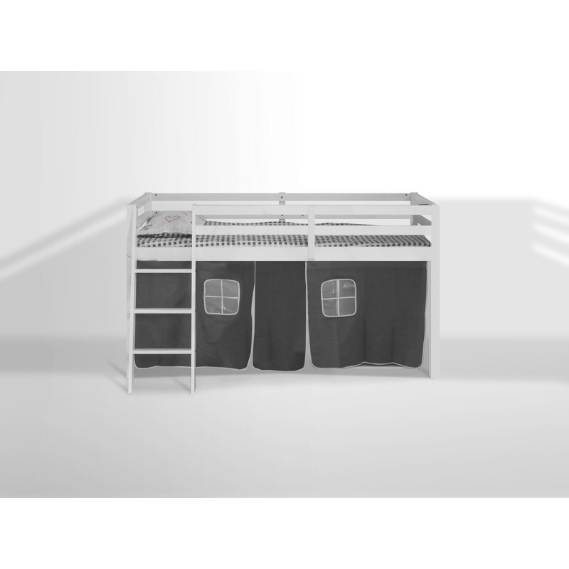 Birch Single Mid Sleeper Bunk Bed and Mattress with Shelves, White