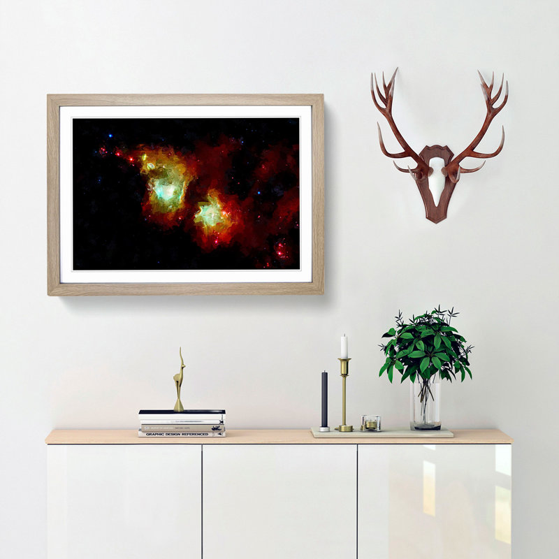 Out of Space Vol.36 in Abstract - Picture Frame Graphic Art Print, 62cm H x 87cm W x 2cm D, Oak Framed