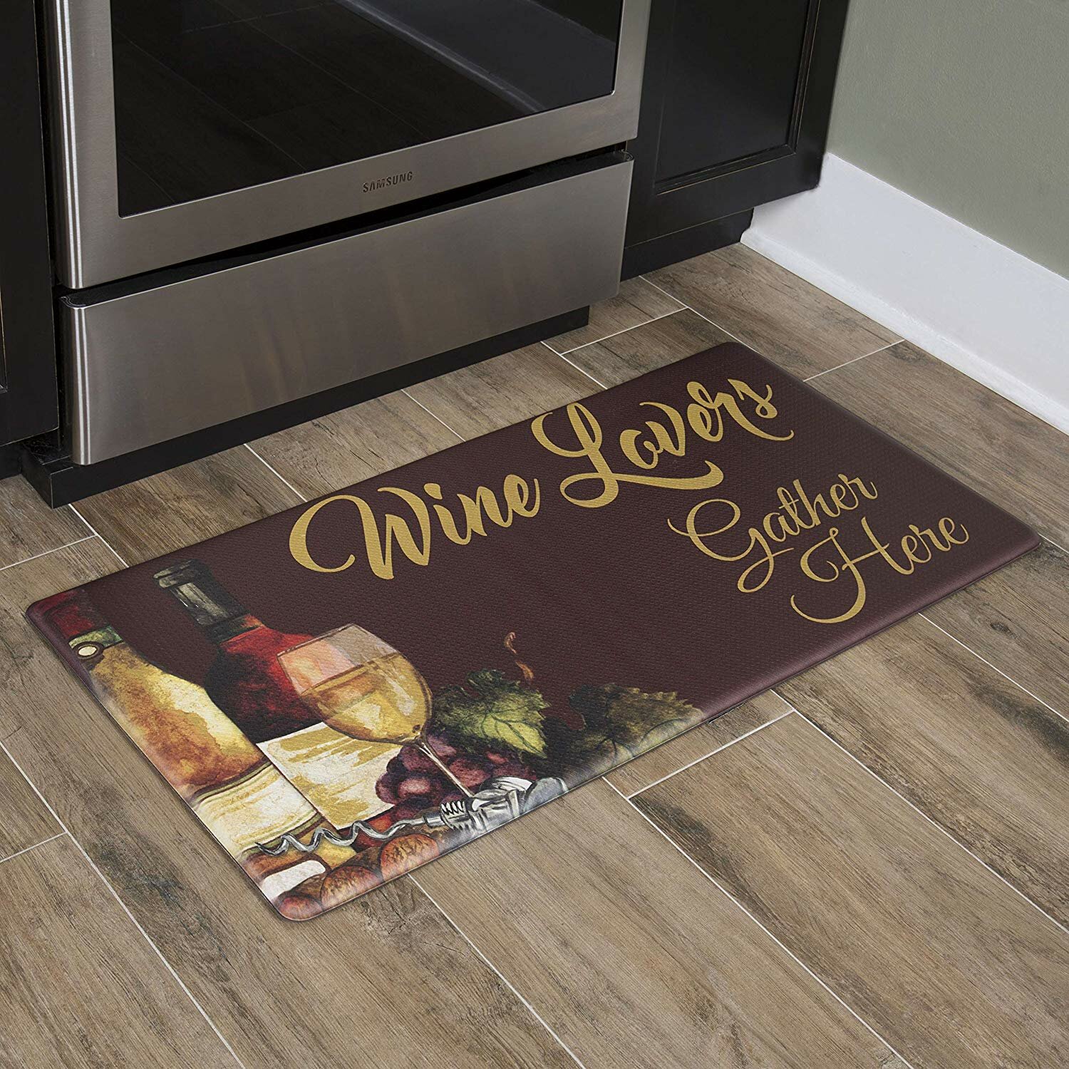 Wine Decor Floor Kitchen Mat Trinx