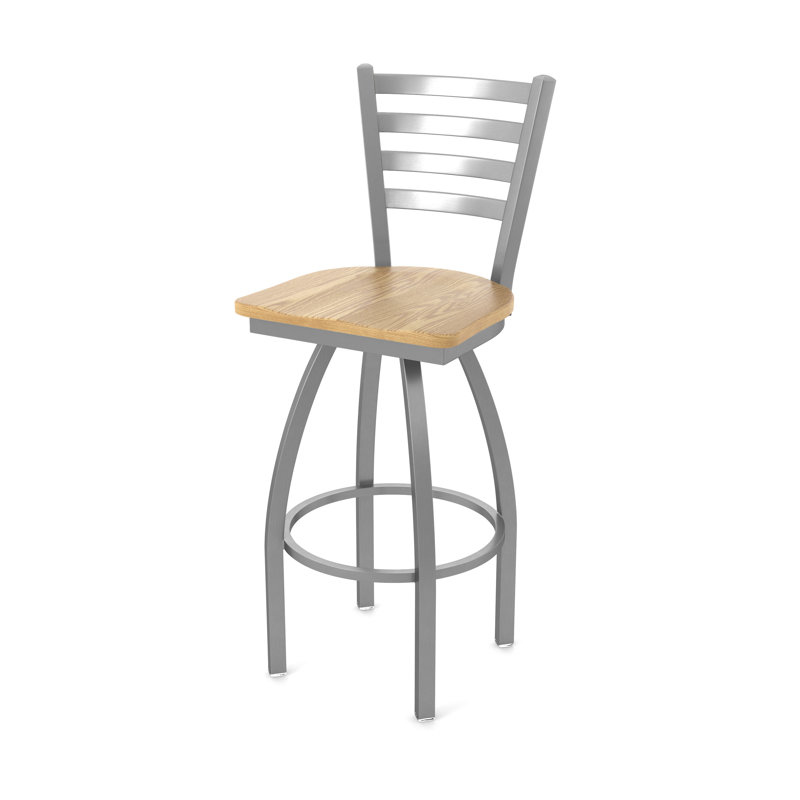 Tabouret pivotant Jackie, Bois - Chêne naturel, Très grand (siège d'une hauteur de 36 po), Acier Inoxydable
