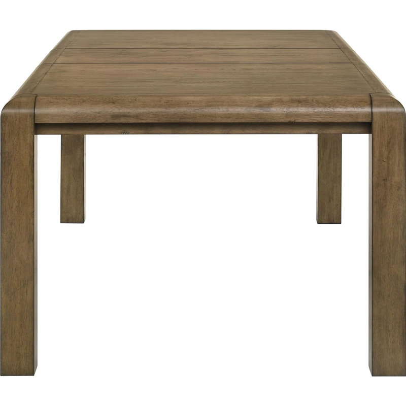 Table de salle à manger Rell avec plateau en placage de chêne noueux et brun antique de 64 à 82 pouces