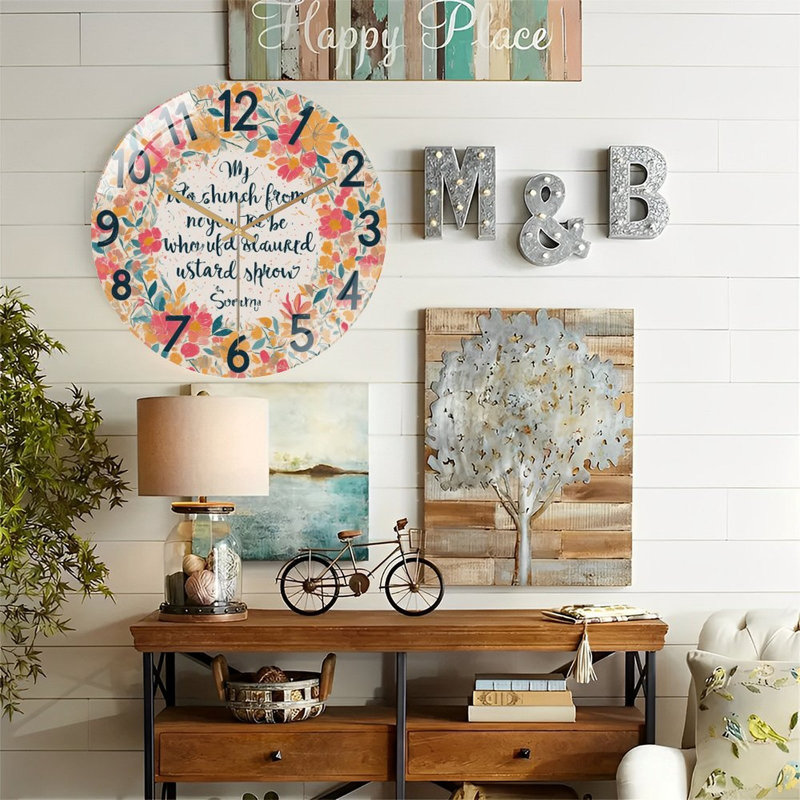 Horloge murale florale