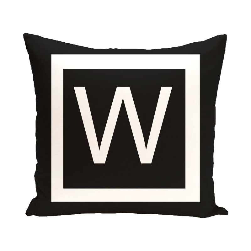  Housse de coussin carré et insert, Corbeau / blanc, H 18 po x l 18 po x P 2 po, W
