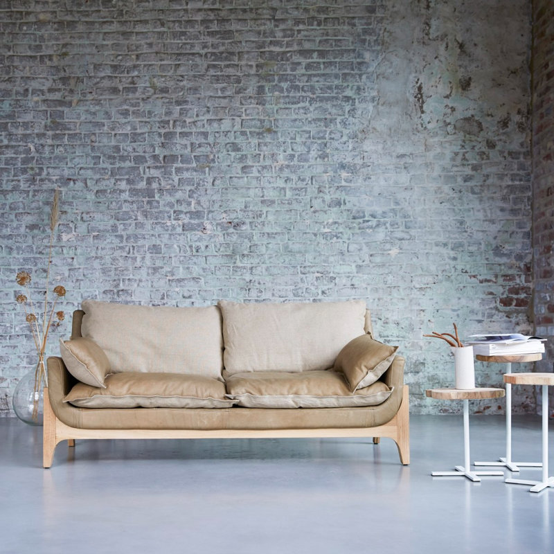 Woodnest Upholstered Sofa, Beige