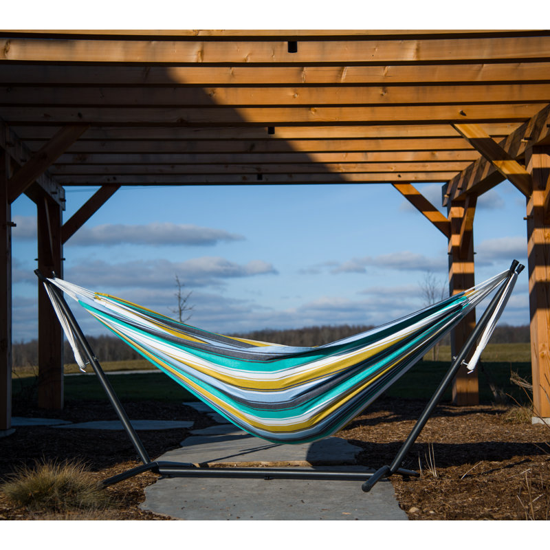 Emmaline Double Hammock with Stand, Cayo Reef/Black